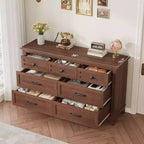 Comò a 7 cassetti, cassettiera da 137 cm con contenitore, organizer in legno per camera da letto, soggiorno, ingresso
