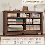 Comò a 7 cassetti, cassettiera da 137 cm con contenitore, organizer in legno per camera da letto, soggiorno, ingresso
