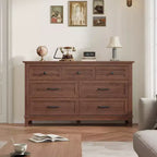 Comò a 7 cassetti, cassettiera da 137 cm con contenitore, organizer in legno per camera da letto, soggiorno, ingresso