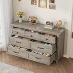 Comò a 7 cassetti, cassettiera da 137 cm con contenitore, organizer in legno per camera da letto, soggiorno, ingresso