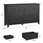 Comò a 7 cassetti, cassettiera da 137 cm con contenitore, organizer in legno per camera da letto, soggiorno, ingresso