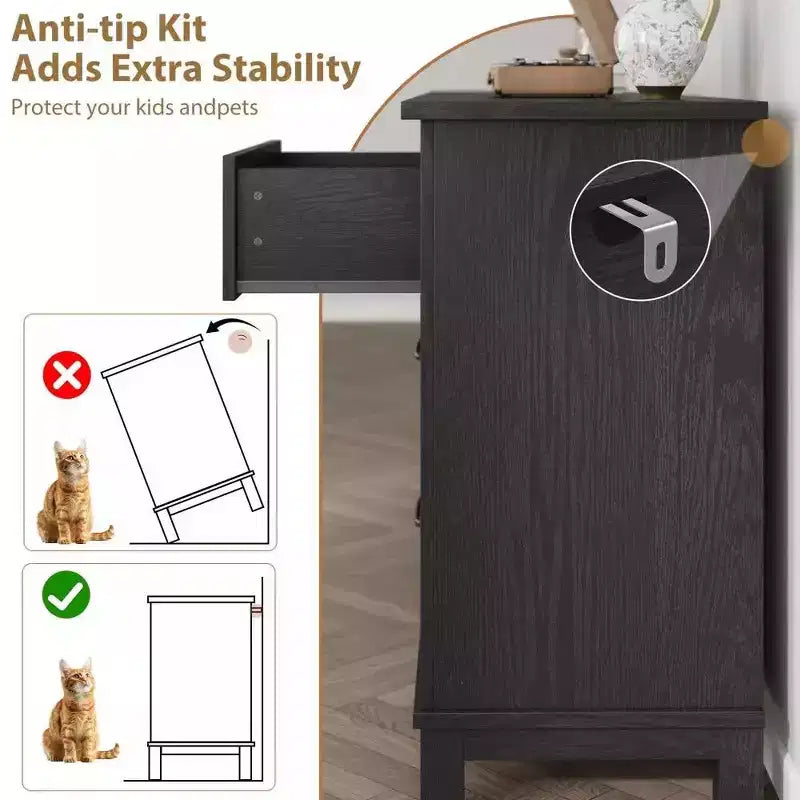 Comò a 7 cassetti, cassettiera da 137 cm con contenitore, organizer in legno per camera da letto, soggiorno, ingresso