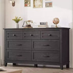 Acekool 7 Drawer Dresser, 54 Wide Chest with Storage, Wooden Closet Organizer for Bedroom, Living Room, Entryway