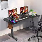 Scrivania elettrica regolabile in altezza 160 x 60 cm con stazione di ricarica e rotelle bloccabili