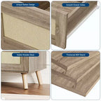 Cassettiera in legno a 6 cassetti con frontali in rattan intrecciato