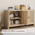 Credenza in rattan da 60 pollici con ripiani regolabili