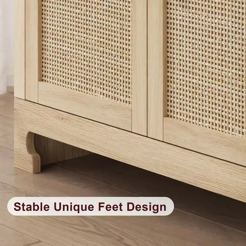 Credenza in rattan da 60 pollici con ripiani regolabili