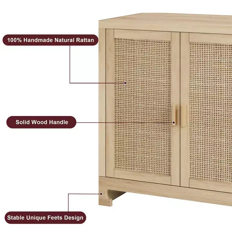 Credenza in rattan da 60 pollici con ripiani regolabili