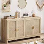 Credenza in rattan da 60 pollici con ripiani regolabili
