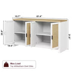 Credenza in rattan da 60 pollici con ripiani regolabili
