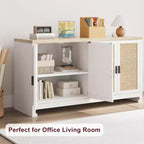 Credenza in rattan da 60 pollici con ripiani regolabili