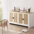 Credenza in rattan da 60 pollici con ripiani regolabili