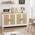 Rattan Sideboard Buffet Cabinet, Farmhouse Storage Console with Adjustable Shelves for Dining Room and Living Room