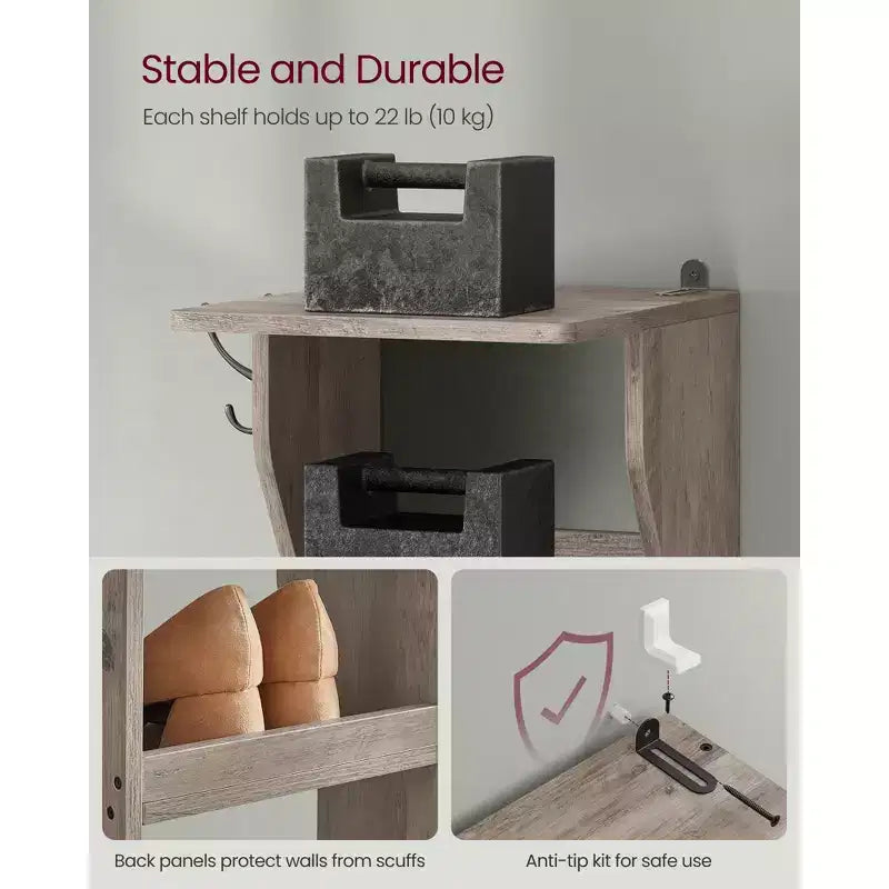 Scarpiera verticale a 7 ripiani, organizer per scarpe stretto alto 43,5" con 2 ganci e kit antiribaltamento, scaffale ad angolo salvaspazio per ingresso e camera da letto