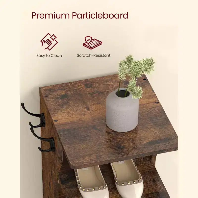 Scarpiera verticale a 7 ripiani, organizer per scarpe stretto alto 43,5" con 2 ganci e kit antiribaltamento, scaffale ad angolo salvaspazio per ingresso e camera da letto
