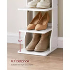 Scarpiera verticale a 7 ripiani, organizer per scarpe stretto alto 43,5" con 2 ganci e kit antiribaltamento, scaffale ad angolo salvaspazio per ingresso e camera da letto