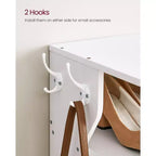 Scarpiera verticale a 7 ripiani, organizer per scarpe stretto alto 43,5" con 2 ganci e kit antiribaltamento, scaffale ad angolo salvaspazio per ingresso e camera da letto