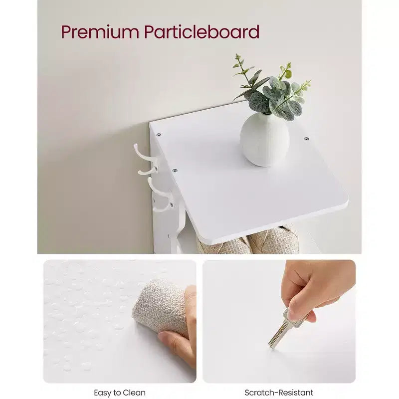 Scarpiera verticale a 7 ripiani, organizer per scarpe stretto alto 43,5" con 2 ganci e kit antiribaltamento, scaffale ad angolo salvaspazio per ingresso e camera da letto