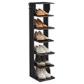 7-Tier Vertical Shoe Rack, 43.5 Tall Narrow Shoe Organizer with 2 Hooks & Anti-Tip Kit, Space-Saving Corner Shelf for Entryway Bedroom