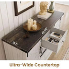Cassettiera a 4 cassetti in stile rustico con ante scorrevoli a fienile, ripiani regolabili e supporto TV, 114 cm