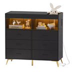 6-Drawer Baby Changing Table Dresser - 41.5 Height, Multi-Functional Nursery Furniture
