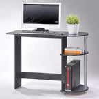 Scrivania per Computer con Scaffali, Nera