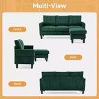 Divano sezionale a L in velluto a coste largo 174 cm con pouf contenitore, 3 posti