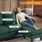 Divano sezionale a L in velluto a coste largo 174 cm con pouf contenitore, 3 posti