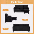 Divano sezionale a L in velluto a coste largo 174 cm con pouf contenitore, 3 posti