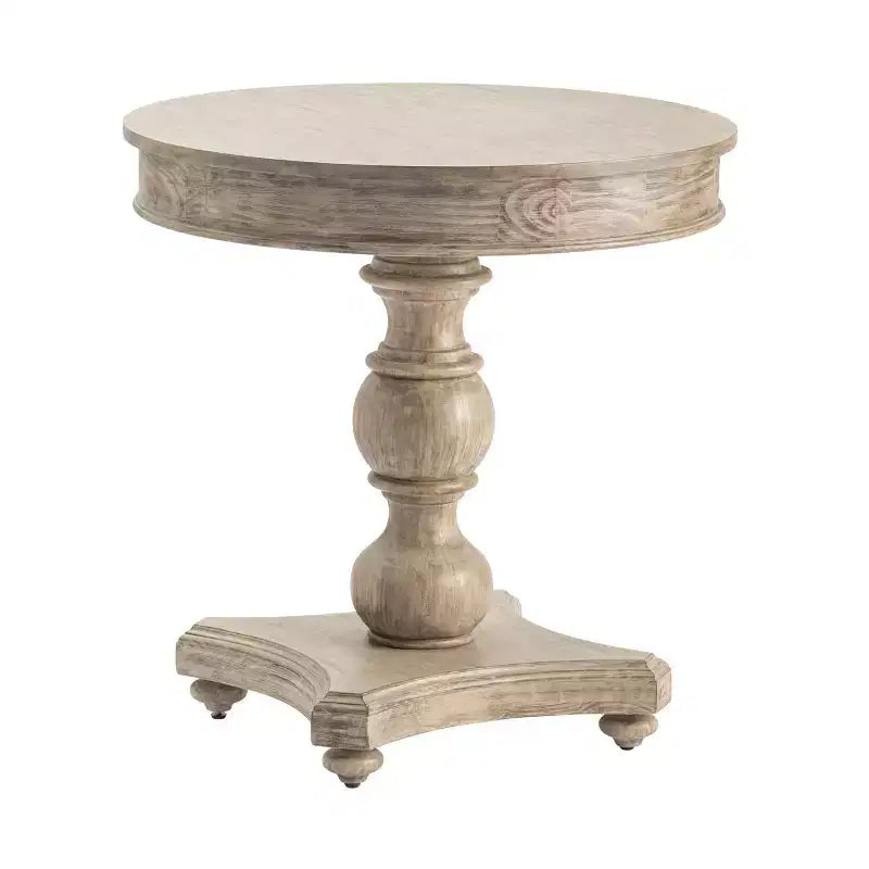 Crestview Collection Round Beige Solid Wood Accent_End Table