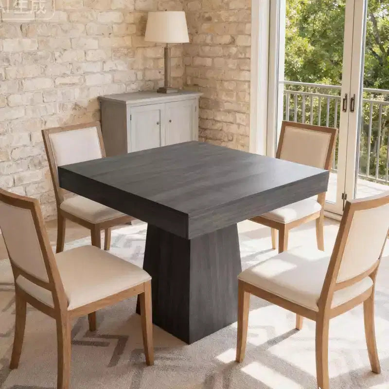 Tavolo da Pranzo Quadrato da 80 cm con Base a Piedistallo, 4 Posti a Sedere