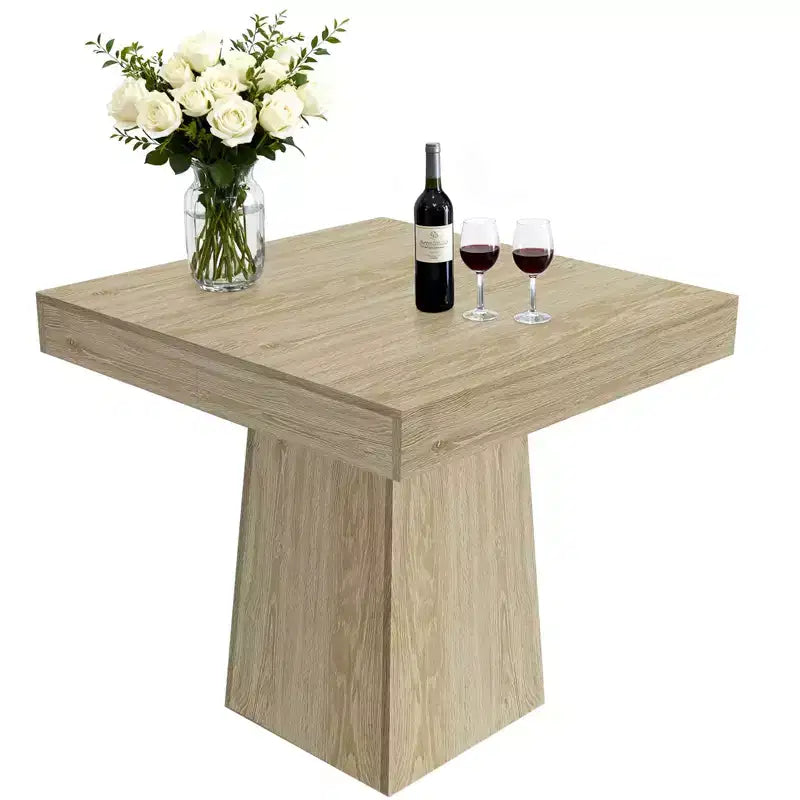 Tavolo da Pranzo Quadrato da 80 cm con Base a Piedistallo, 4 Posti a Sedere