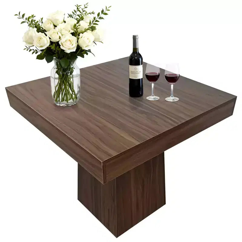 Tavolo da Pranzo Quadrato da 80 cm con Base a Piedistallo, 4 Posti a Sedere