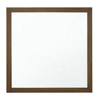 Specchio da parete con cornice quadrata in legno a venatura naturale, marrone, 40 pollici