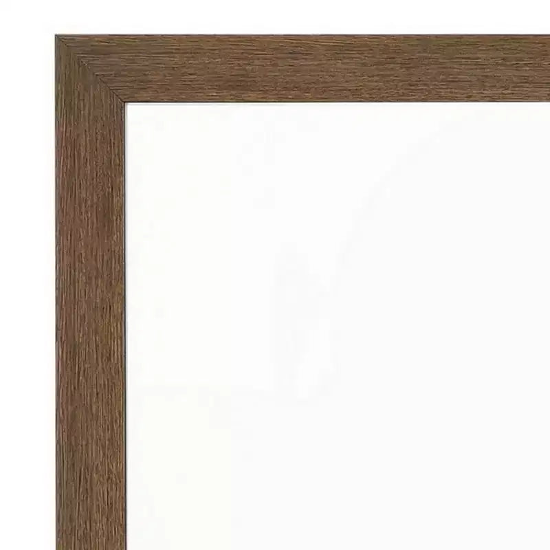 Specchio da parete con cornice quadrata in legno a venatura naturale, marrone, 40 pollici