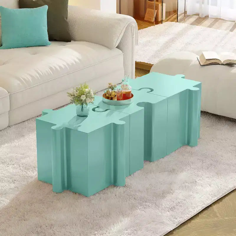 Tavolino modulare con puzzle, tavolino in MGO per uso interno ed esterno, soggiorno, patio