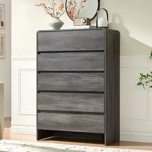 AMERLIFE Storage Dresser, Modern Chest with Rounded Corners, Wood Cabinet Organizer for Living Room, Easy Assembly