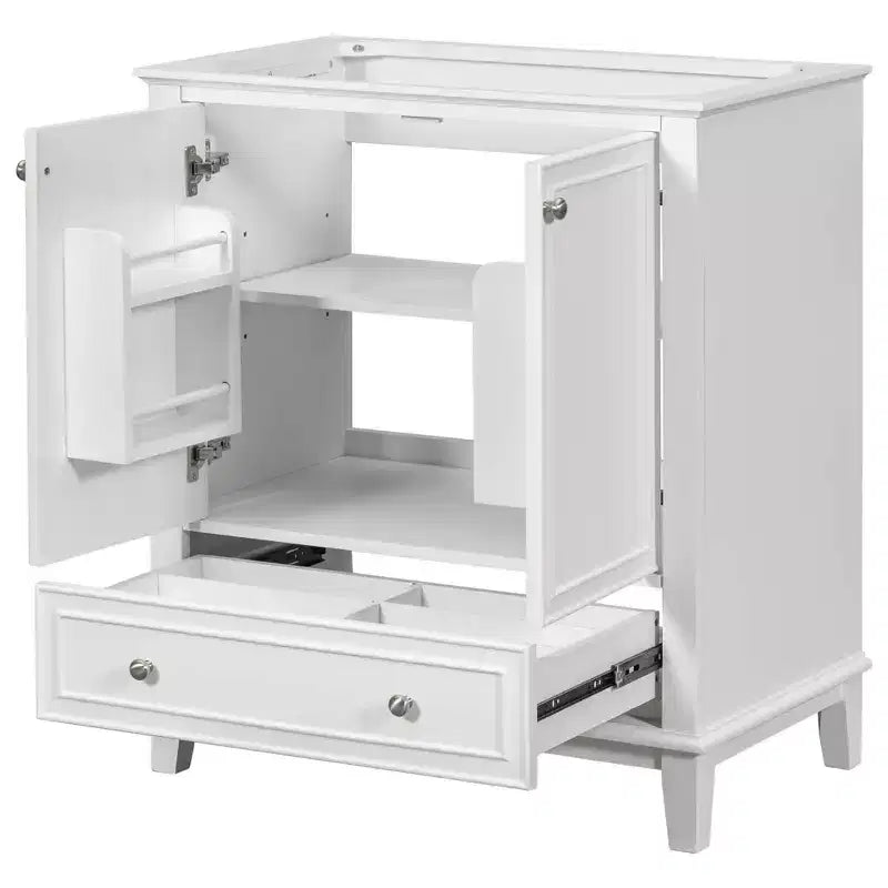 Mobiletto da bagno da 30 pollici senza lavabo, autoportante con cassetto e ante chiuse, struttura in MDF, verde