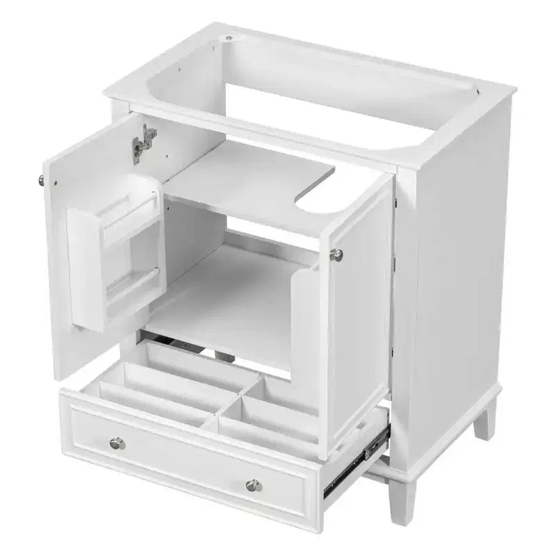 Mobiletto da bagno da 30 pollici senza lavabo, autoportante con cassetto e ante chiuse, struttura in MDF, verde