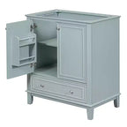 Mobiletto da bagno da 30 pollici senza lavabo, autoportante con cassetto e ante chiuse, struttura in MDF, verde