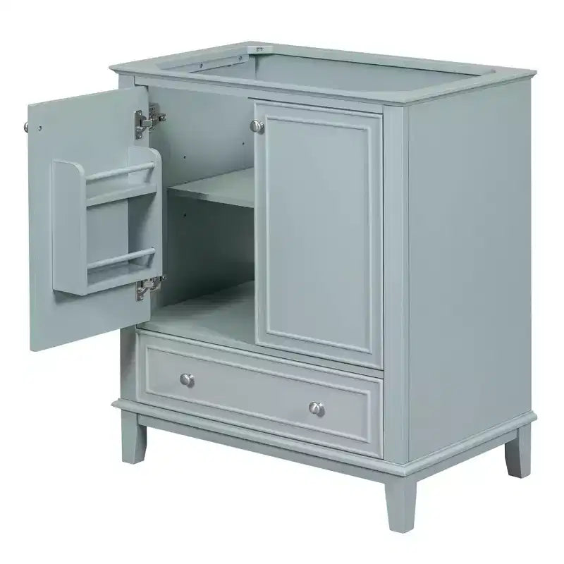 Mobiletto da bagno da 30 pollici senza lavabo, autoportante con cassetto e ante chiuse, struttura in MDF, verde