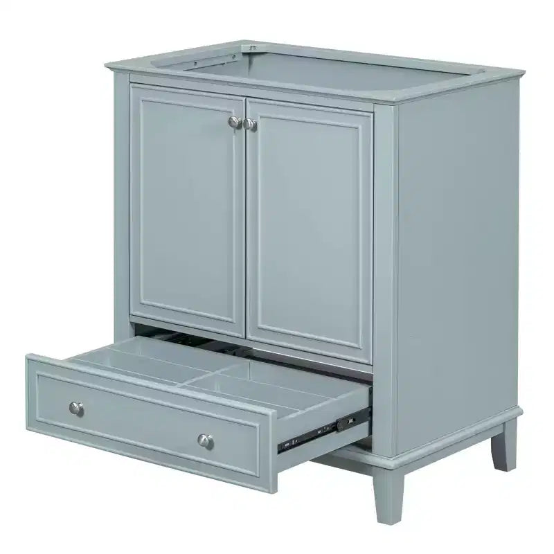 Mobiletto da bagno da 30 pollici senza lavabo, autoportante con cassetto e ante chiuse, struttura in MDF, verde