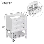 Mobile bagno da 60 cm con lavabo, cassetto portaoggetti, ripiano aperto, struttura in legno massello, bianco