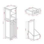 Mobile Contenitore Sottile per Bagno con Cesto Biancheria Rimovibile