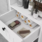 Mobile Contenitore Sottile per Bagno con Cesto Biancheria Rimovibile