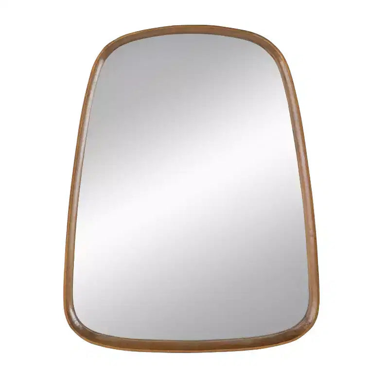 Specchio da Bagno a Parete con Cornice in Legno – Forma Triangolare, Diverse Misure