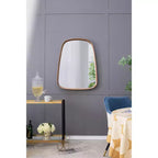 Specchio da Bagno a Parete con Cornice in Legno – Forma Triangolare, Diverse Misure