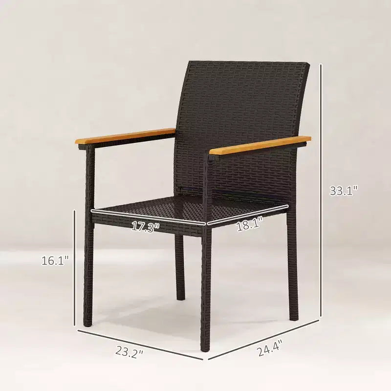 Sedie impilabili da pranzo per esterni in polyrattan con cuscino, set da 2