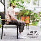 Sedie impilabili da pranzo per esterni in polyrattan con cuscino, set da 2