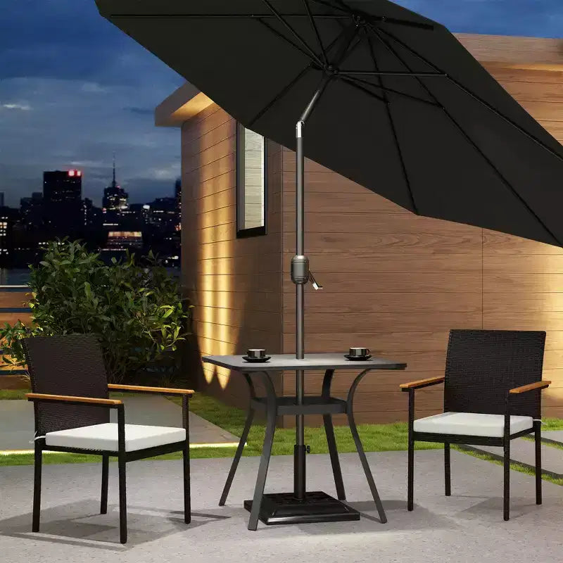 Sedie impilabili da pranzo per esterni in polyrattan con cuscino, set da 2